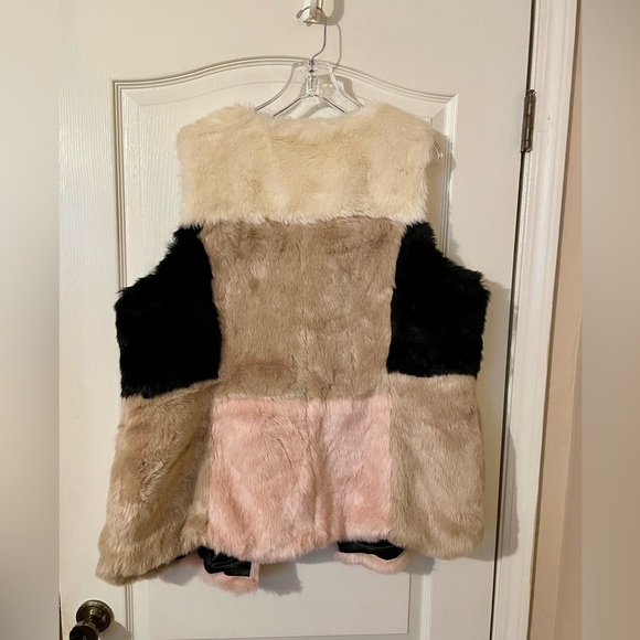 Lane Bryant Color Blocked Faux Fur Vest Jacket Size 18/20 Lined Fall Chic - Picture 3 of 8